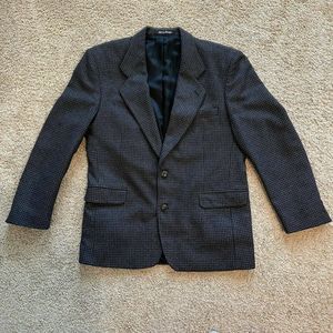 Lambswool Cashmere Houndstooth Mens 42R Sport Coat Fenzia Italy Gray/Navy Jacket